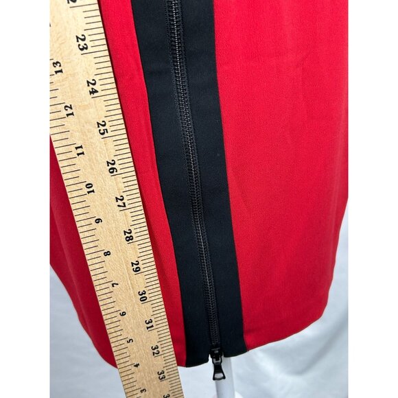 Cache Womens Red/Black Mesh Cap Sleeve Bodycon Dress Size 2 Beautiful Work Dress - Picture 6 of 10